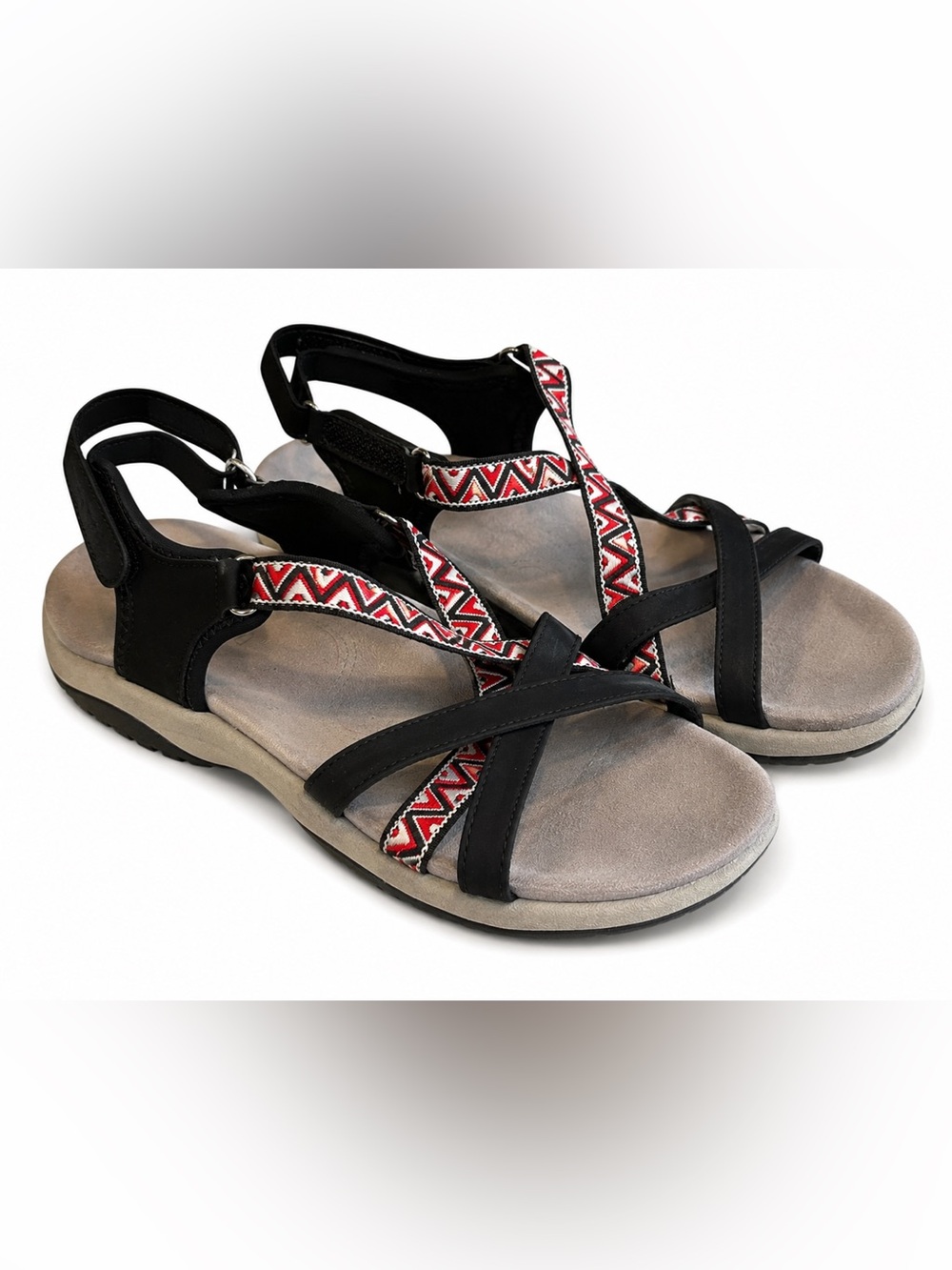 Siketu Comfort Sport Sandals Women’s Size 41 Black Red Adjustable Strappy Beach